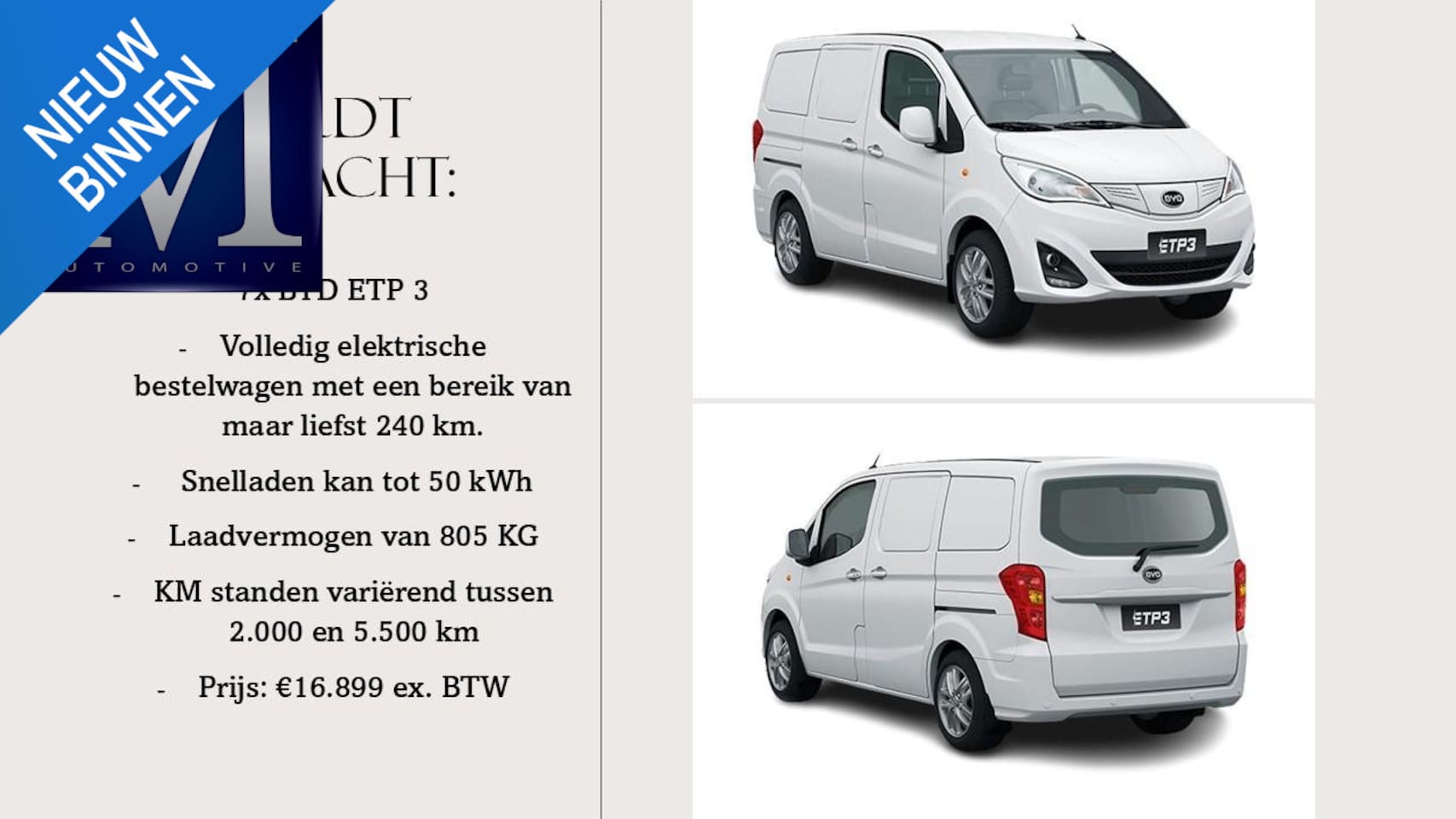 BYD ETP3 - Standard 45 kWh | WORDT VERWACHT | CAMERA | BYD FABRIEKSGARANTIE T/M 2027 - AutoWereld.nl