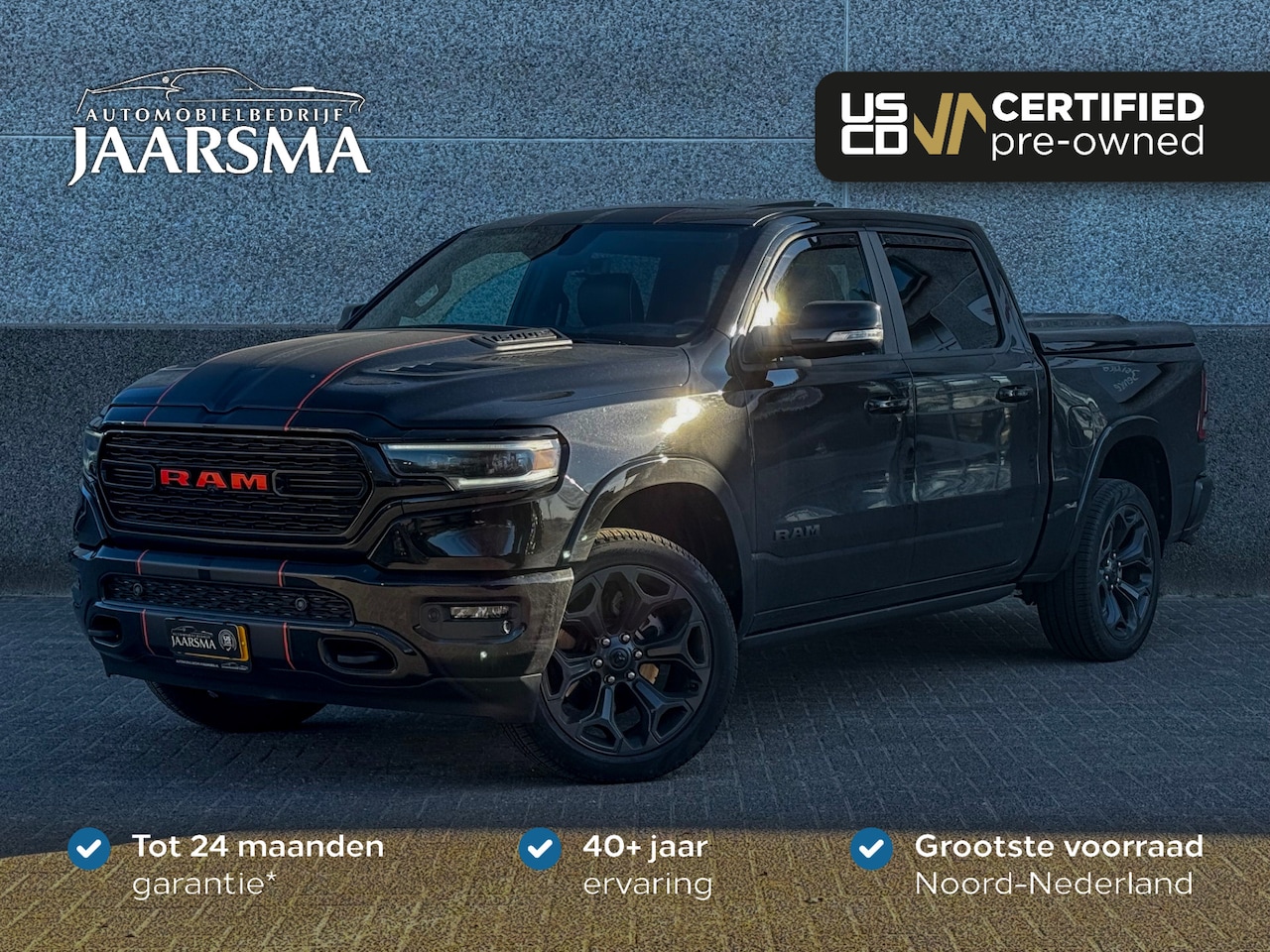 Dodge Ram 1500 - 5.7L V8 4x4 Crew Cab Limited Night CrewCab |Guerrilla Exhaust Valve |Custom Striping |1e E - AutoWereld.nl