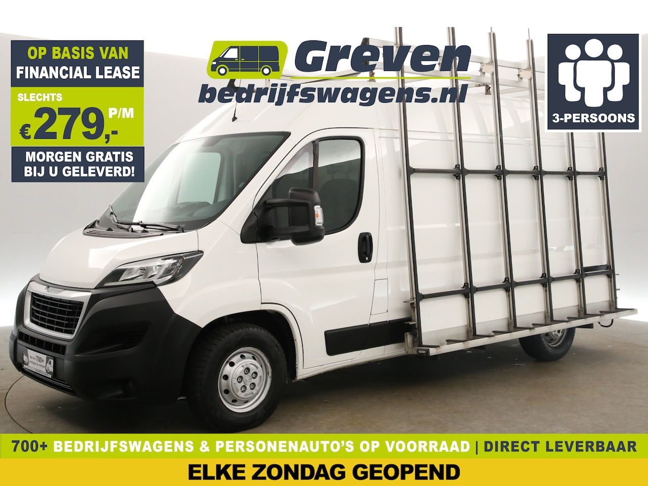 Peugeot Boxer - 2.0 BlueHDI L2H2 Glasauto Airco Camera Cruise Glasresteel Navi Trekhaak 3 Persoons Glasrek - AutoWereld.nl