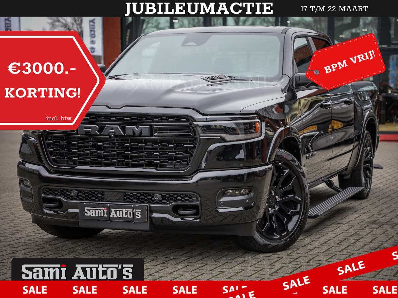 Dodge Ram 1500 - LIMITED NIGHT DE MEEST LUXUEUZE PICK UP HIGH OUTPUT H.O 540PK 706 Nm 2025 | XB9 | MASSAGE - AutoWereld.nl