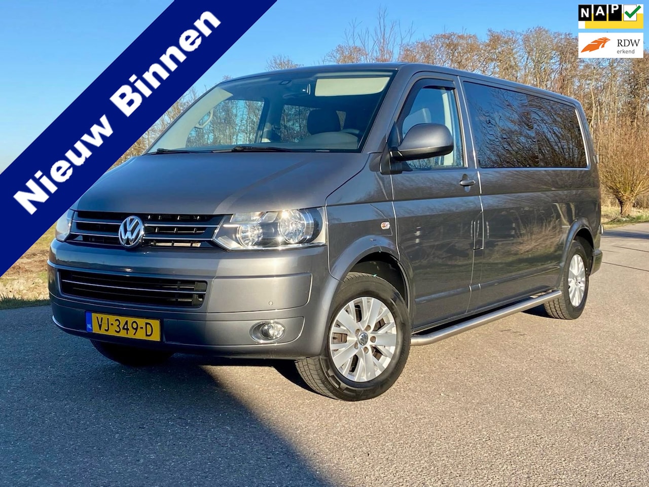 Volkswagen Transporter - 2.0 TDI L2H1 DC Trendline Leer 5Pers Automaat Airco Navi PDC Trekhaak NAP Goed Onderhouden - AutoWereld.nl