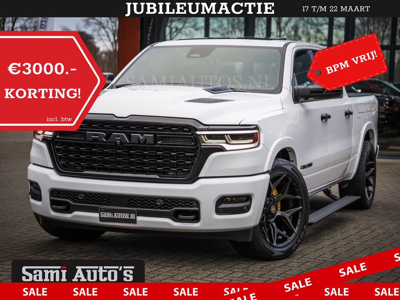 Dodge Ram 1500 - LIMITED NIGHT H.O 540PK 706 Nm | XB9 | MASSAGE | BOM VOL | PW7 WHITE | CREW CAB | DUBBELE - AutoWereld.nl