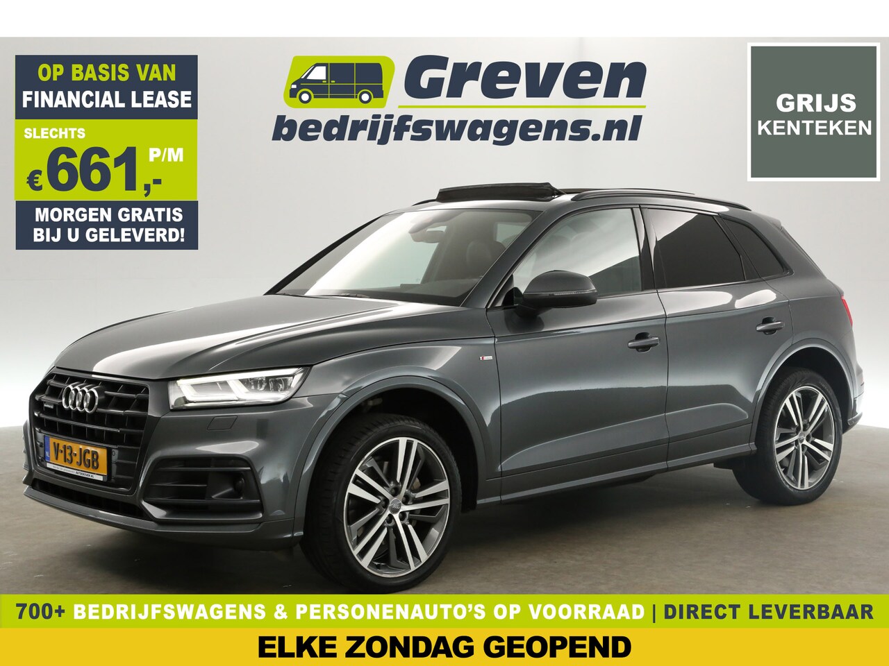 Audi Q5 - 2.0 TDI 190PK S-line Quattro Grijs Kenteken | VAN | 191PK Automaat Pano Clima Carplay Bang - AutoWereld.nl