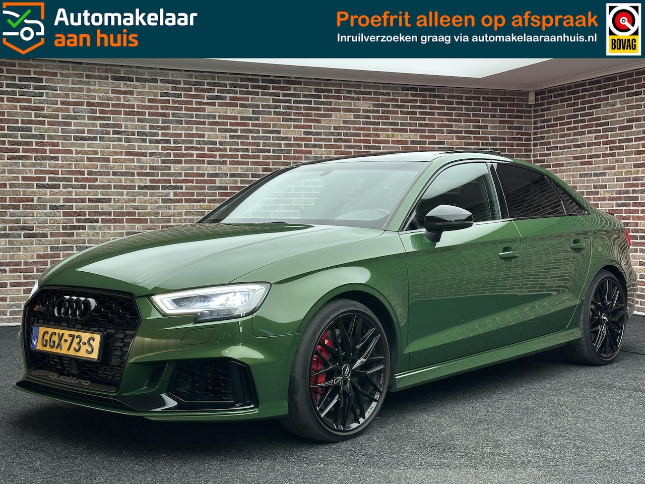 Audi A3 Limousine - 2.5 TFSI RS 3 quattro Panoramadak Bang & Olufsen Groen Uniek! - AutoWereld.nl