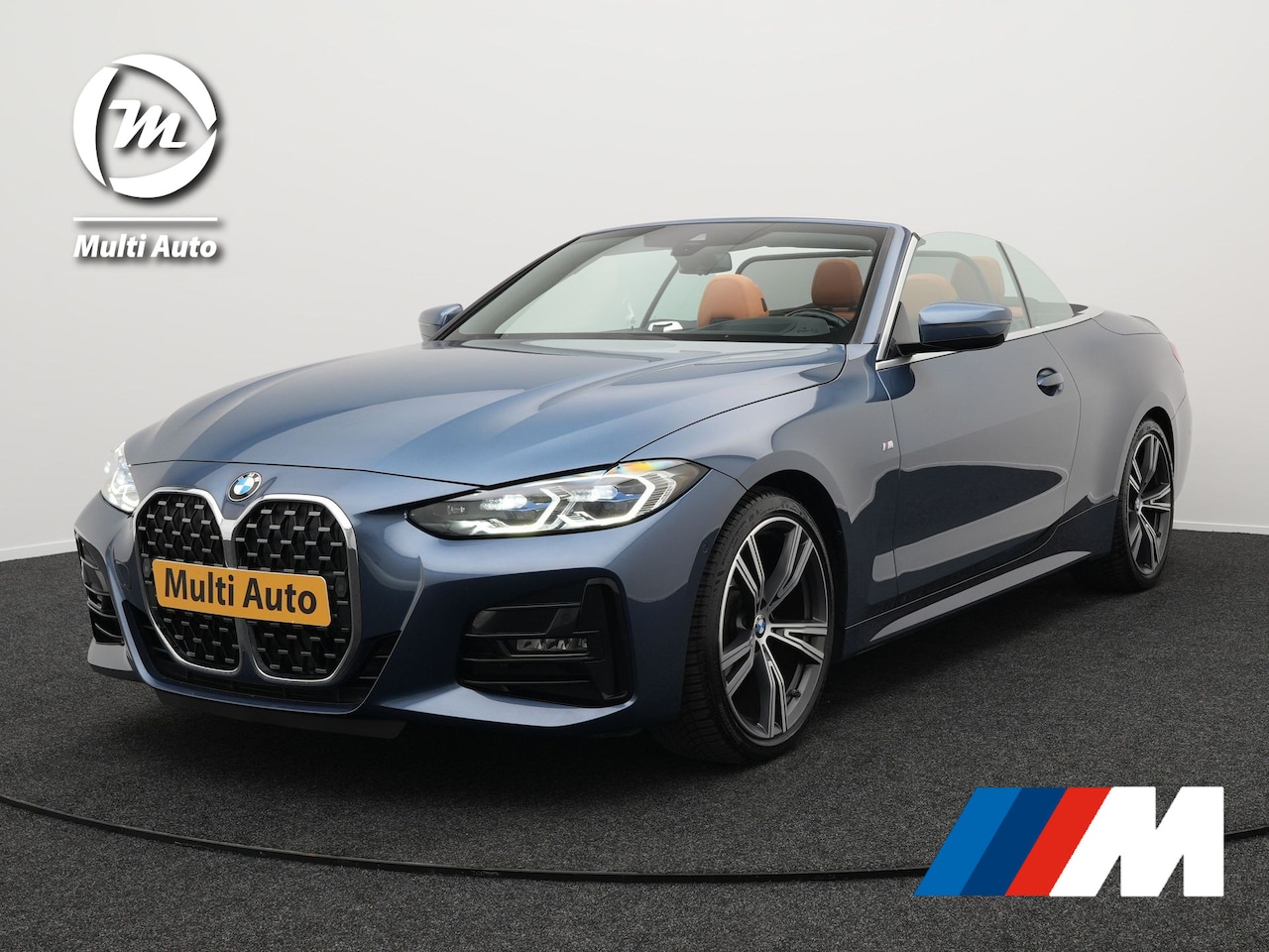 BMW 4-serie Cabrio - 420i M Sport G23 Arctic Race Blue Metallic | Laser LED | Head Up | Harman Kardon | Nek & S - AutoWereld.nl