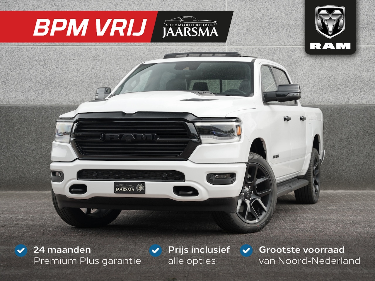 Dodge Ram 1500 - 5.7 V8 4x4 Crew Cab Laramie Night Luchtvering |Adaptive Cruise Control |RAMBox® |Multifunc - AutoWereld.nl