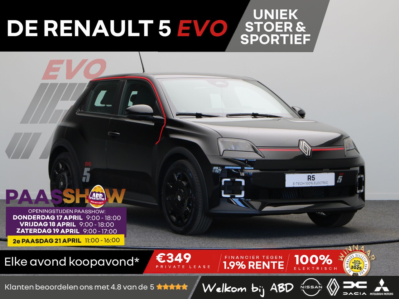 Renault 5 - EVO Urban Range 120pk 40 kWh | Exclusief bij ABD | Vol opties | Sportief design | Carbon | - AutoWereld.nl