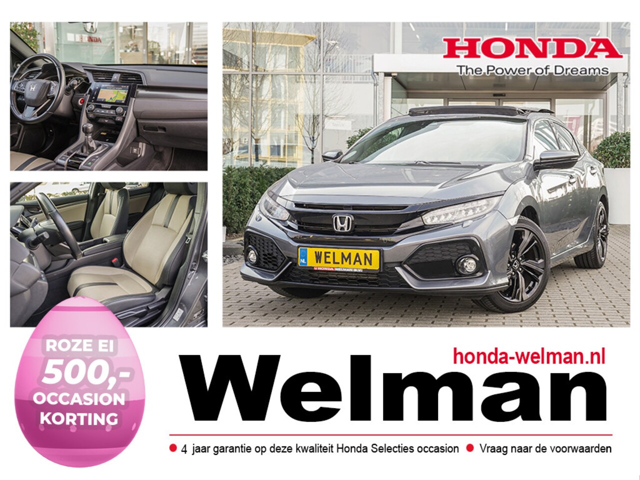 Honda Civic - 1.0i V-TEC PREMIUM TURBO - PANORAMADAK - LEDER - AutoWereld.nl