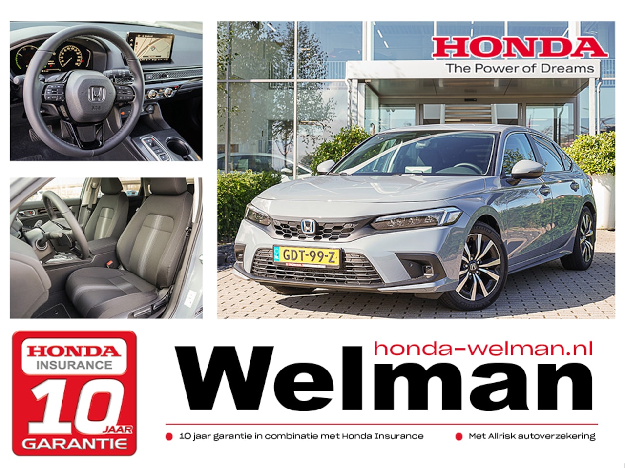 Honda Civic - 2.0i e:HEV ELEGANCE - FULL HYBRID - AUTOMAAT - AutoWereld.nl