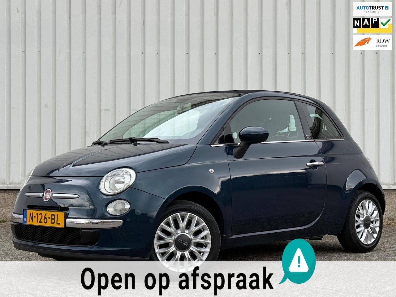 Fiat 500 - 0.9 TwinAir Lounge Cabrio,Airco,PDC,ElektrischeRamen,DealerOnderhouden,Apk tot 11-04-2026 - AutoWereld.nl