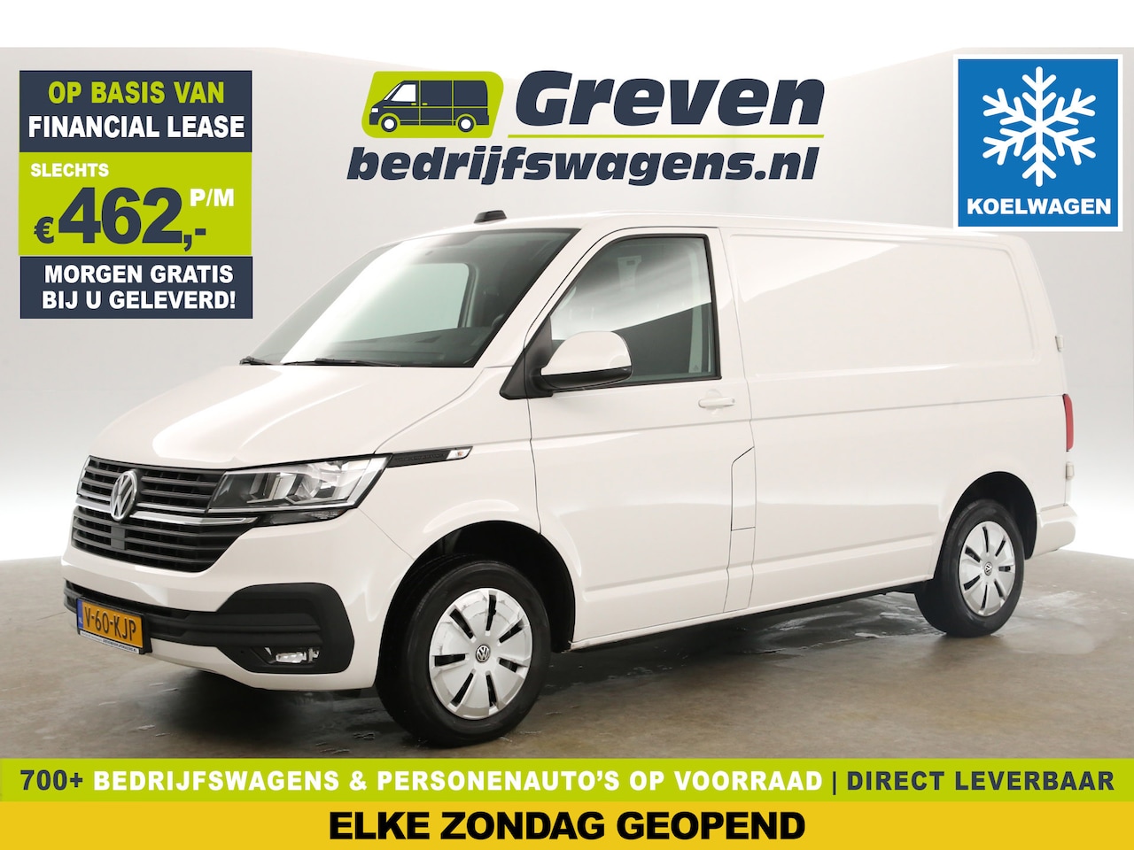 Volkswagen Transporter - 2.0 TDI L1H1 140PK Koelwagen Airco Camera Carplay Koelauto 3 Persoons Elektrpakket Koeling - AutoWereld.nl