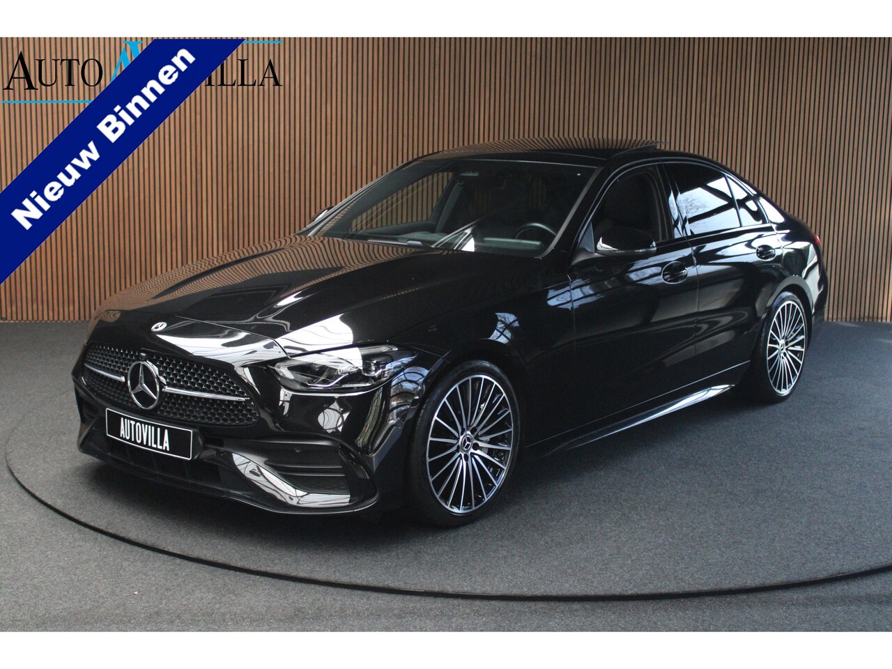 Mercedes-Benz C-klasse - 180 AMG Panodak Leer Camera  Nightpack Navi Burmester PTS Ambient LM velgen Afneemb. trekh - AutoWereld.nl