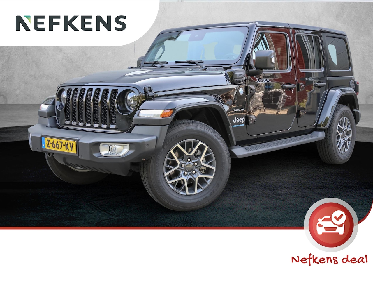 Jeep Wrangler Unlimited - 4xe 380pk Sahara | 1ste eig. | LEER | Adaptive Cruise | AppleCarplay | Climate | Blindspot - AutoWereld.nl