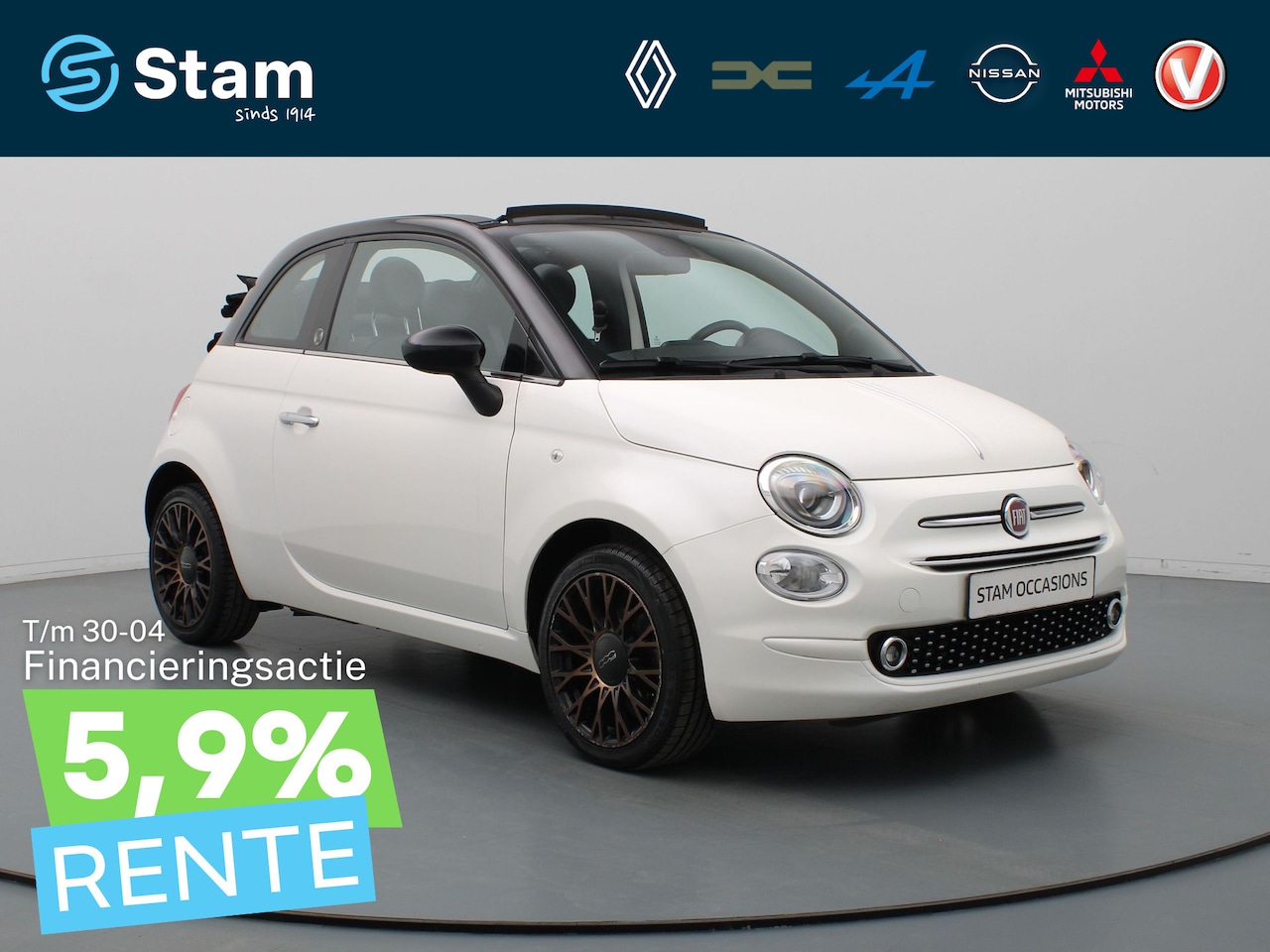 Fiat 500 C - 0.9 TwinAir Turbo Sport Cruise | Carplay | Navi | Parkeersens. achter | Panoramadak - AutoWereld.nl