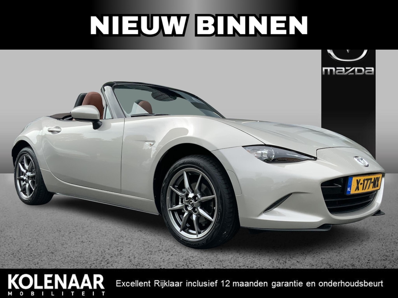 Mazda MX-5 - 1.5 Sky-G 132 Kazari /Beige Softtop/Tan Nappa Leder/Blind Spot/Adaptive LED - AutoWereld.nl