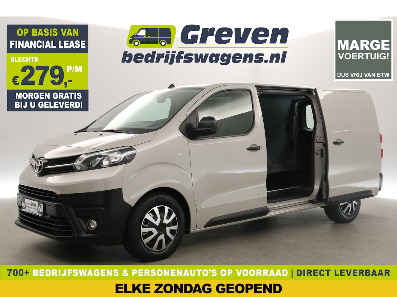 Toyota ProAce - 2.0 L3H1 Marge Automaat Airco Cruise 2xSchuifdeur PDC Elektrpakket Trekhaak - AutoWereld.nl