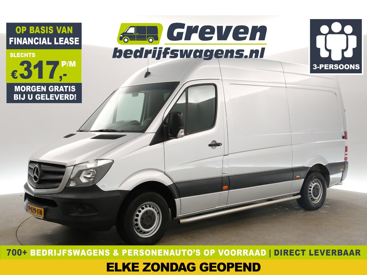 Mercedes-Benz Sprinter - 2.2 CDI 366 HD L2H2 Airco Parkeersensoren 3 Persoons Elektrpakket Schuifdeur - AutoWereld.nl