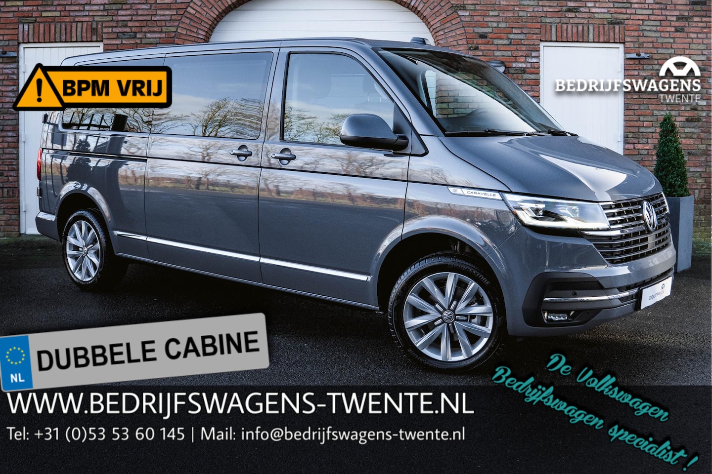 Volkswagen Transporter Caravelle - T6.1 2.0 TDI 150 PK DSG CARAVELLE L2H1 DUB/CAB A-Deuren ACC | LED | Digital Cockpit | Lede - AutoWereld.nl