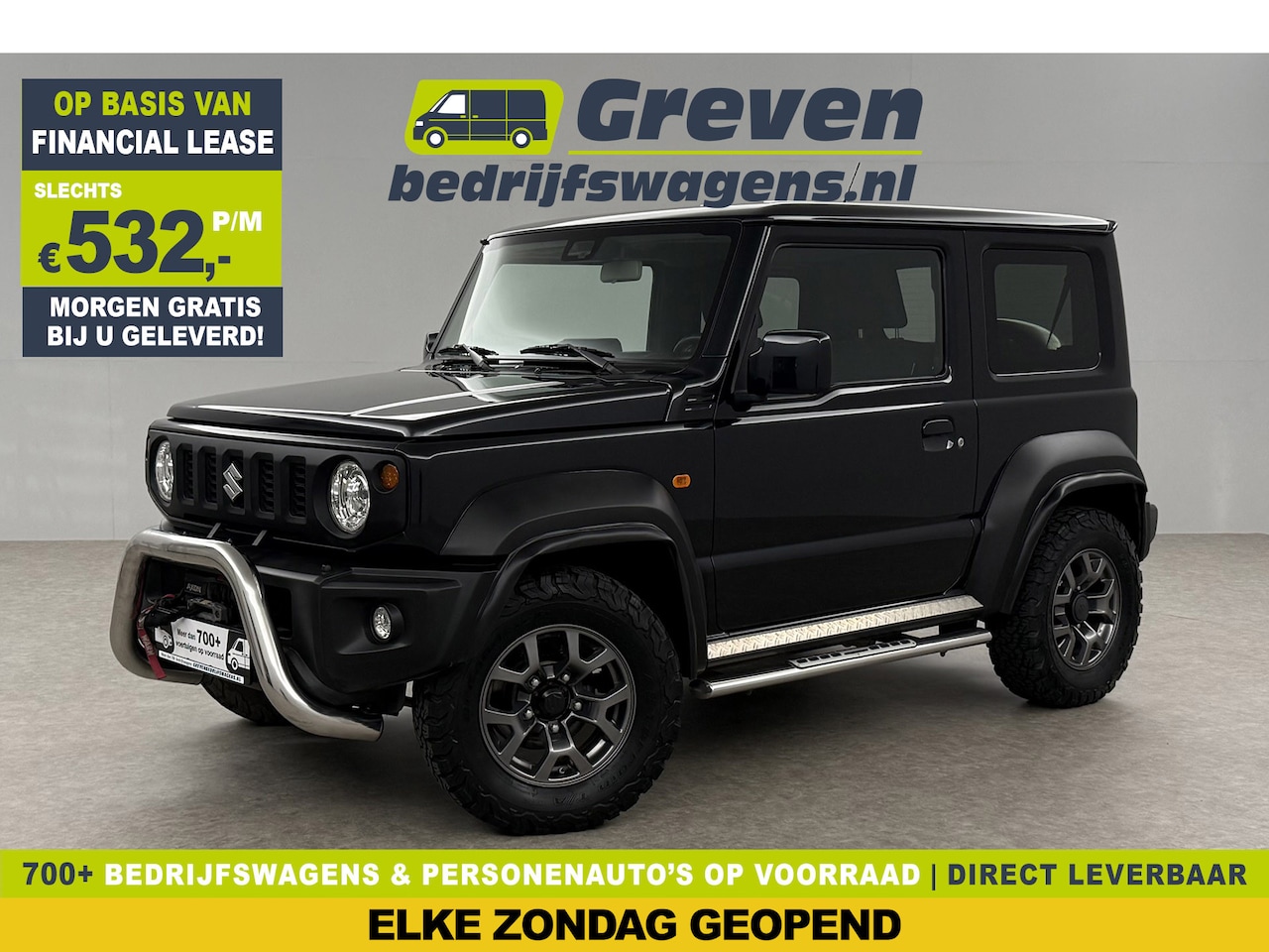 Suzuki Jimny - 1.5 Allgrip 4x4 Airco Bullbar Lier Trekhaak Camera Cruise Navi LED Sidebars 4 Persoons 15" - AutoWereld.nl