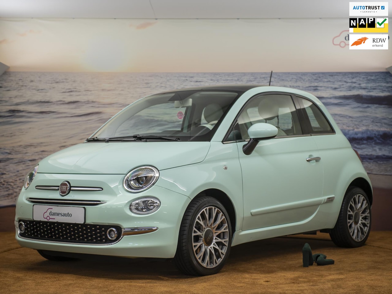 Fiat 500 - 0.9 Collezione, Mintgroen, Panodak, Navigatie, NAP, cruisecontrol. - AutoWereld.nl