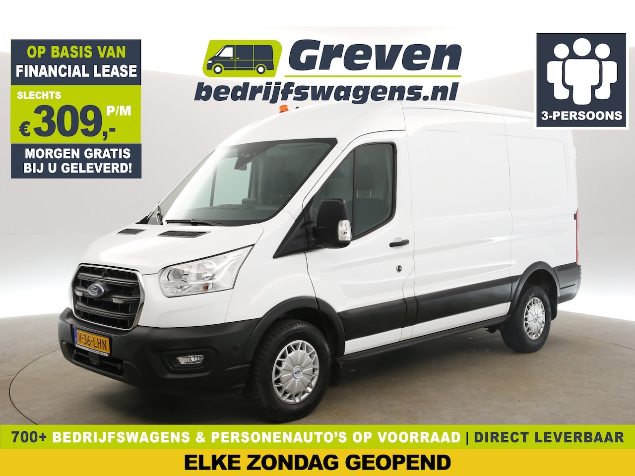 Ford Transit - 350 2.0 TDCI L2H2 Trend Airco Cruise Camera Carplay LED 3 Persoons PDC Elektrpakket - AutoWereld.nl