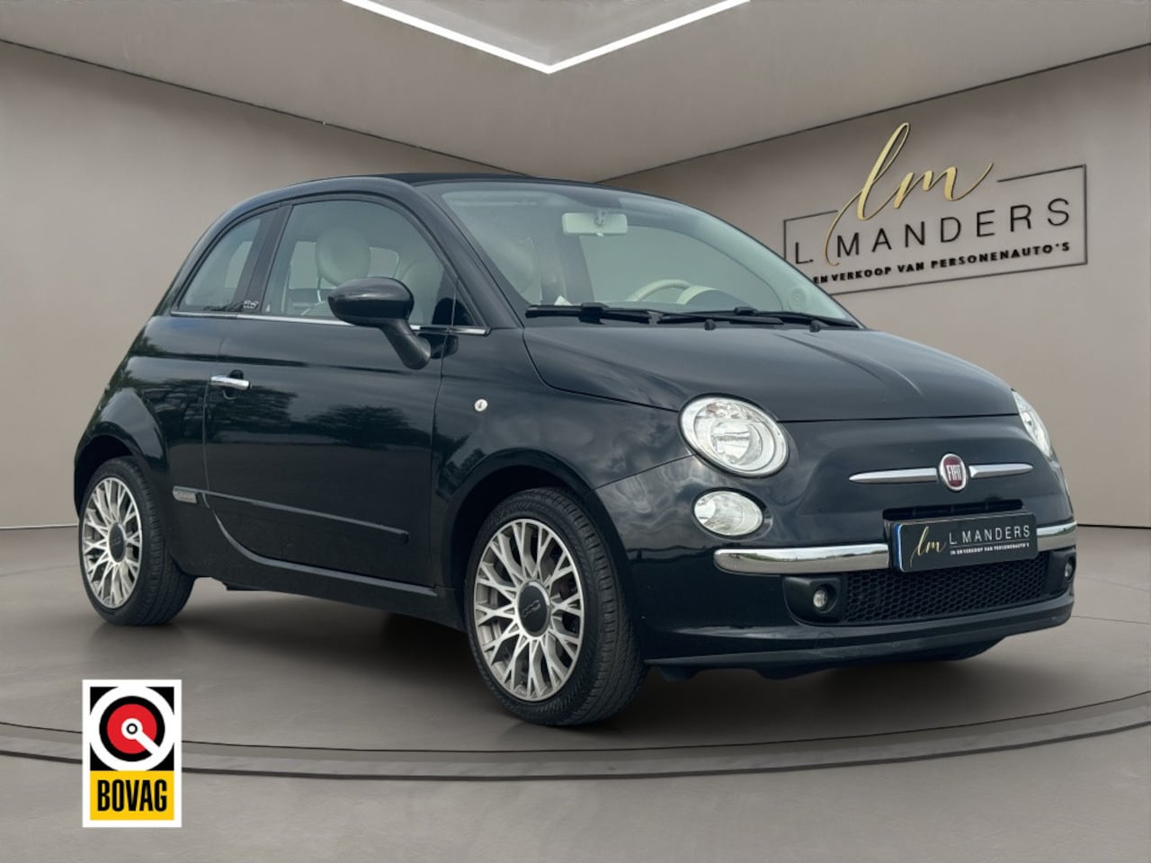 Fiat 500 C - 0.9 TwinAir Lounge 2013 ZWART | Cabrio | Airco | LMV - AutoWereld.nl