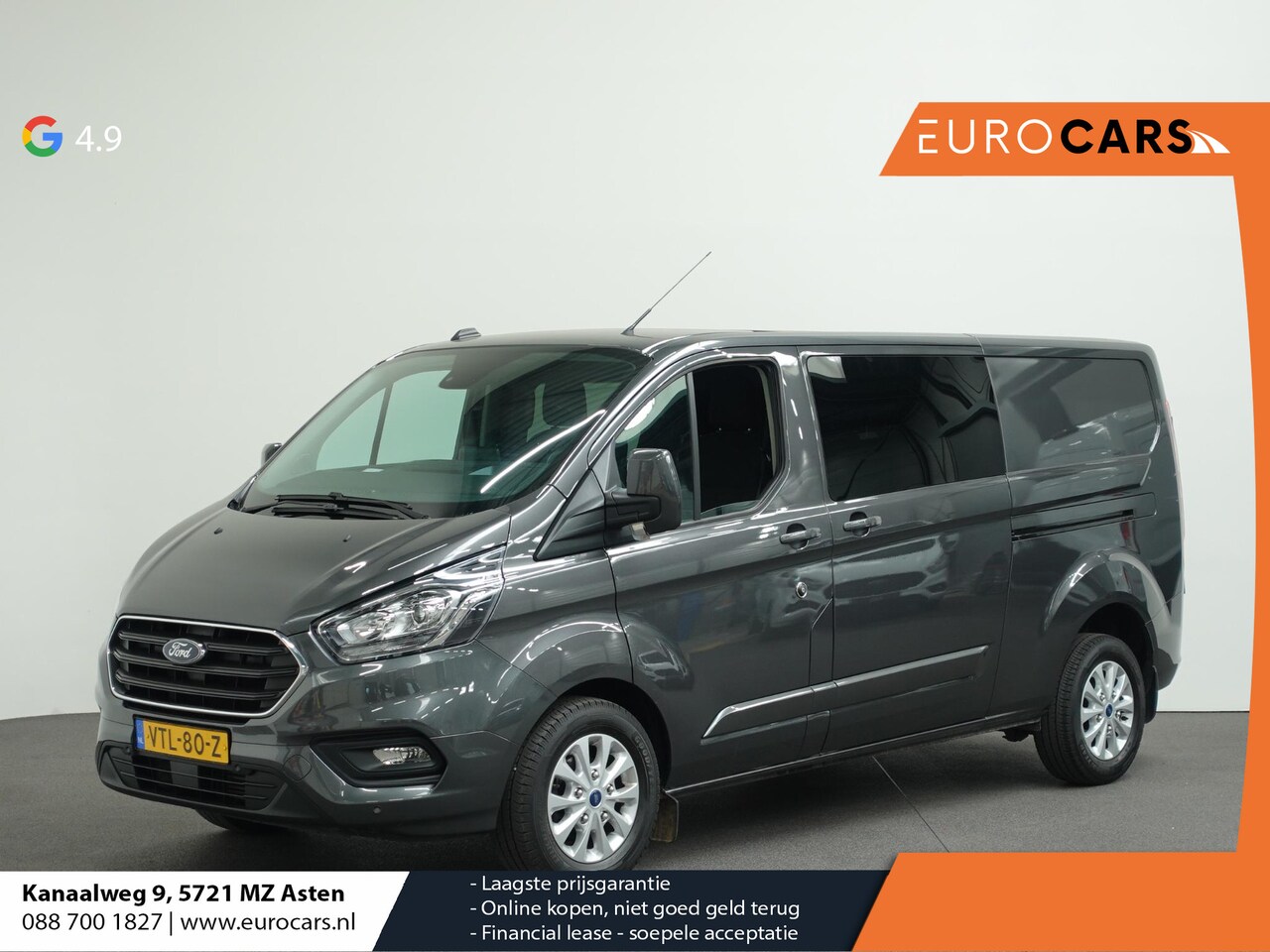 Ford Transit Custom - 300 2.0 TDCI L2H1 Limited Dubbele Cabine Automaat Navigatie Airco 2 Schuifdeuren Trekhaak - AutoWereld.nl