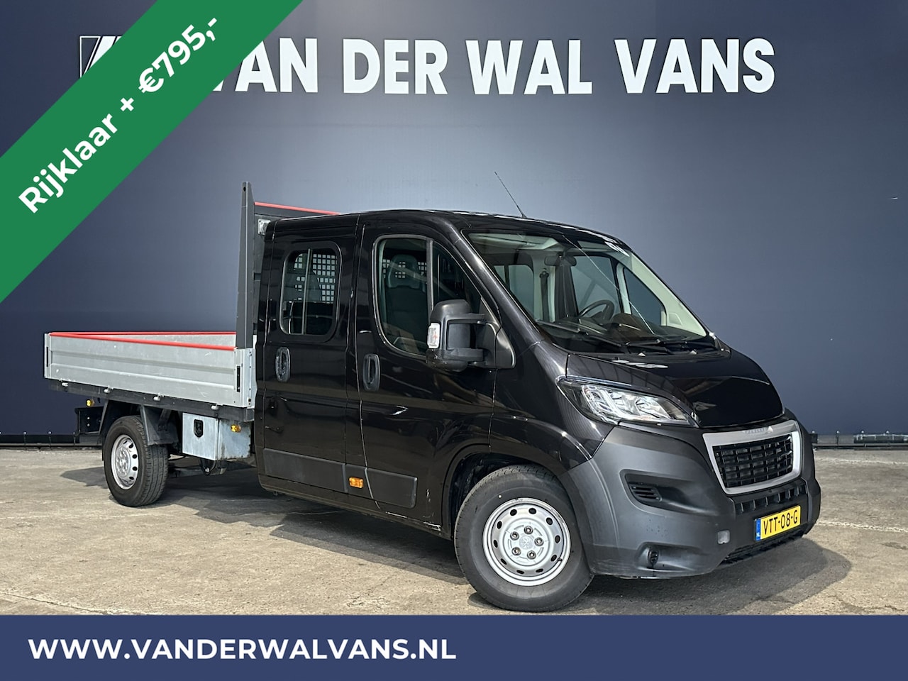Peugeot Boxer - 2.2 BlueHDi 140pk RIJKLAAR Pick up Dubbele cabine open laadbak Euro6 Airco | 7-Zits | Blue - AutoWereld.nl