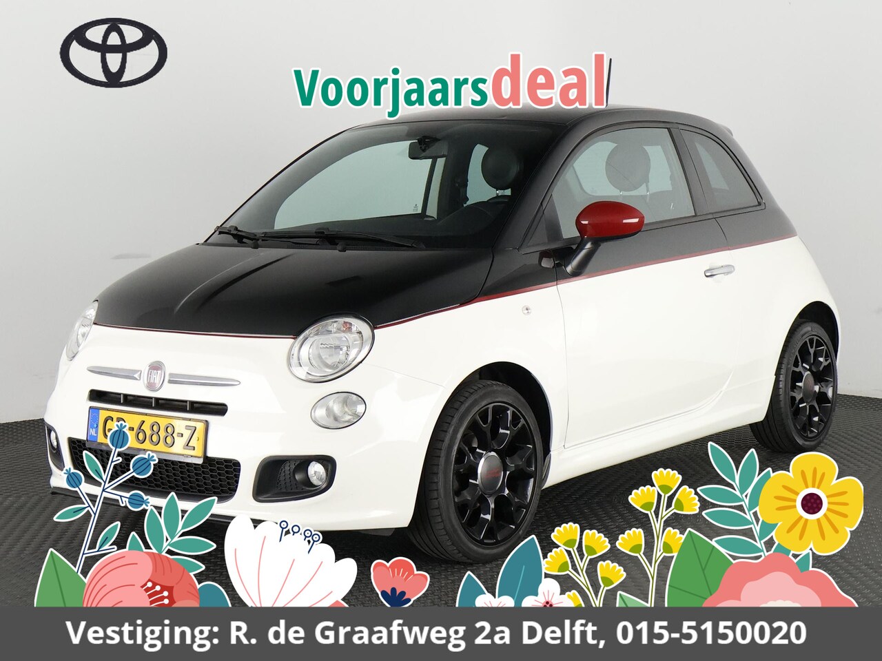 Fiat 500 - 1.2 Sport BiColore Automaat | Airco | Lichtmetalen velgen | Privacy Glass | - AutoWereld.nl