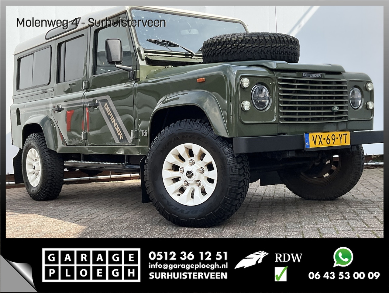 Land Rover Defender 110 - 2.5 Tdi 110" 3-Pers Marge Grijs kent Volledig-OH 4x4 Youngtimer County - AutoWereld.nl