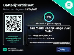 Tesla Model 3 - Long Range AWD 75 kWh 87% SOH Trekhaak (1.000kg)