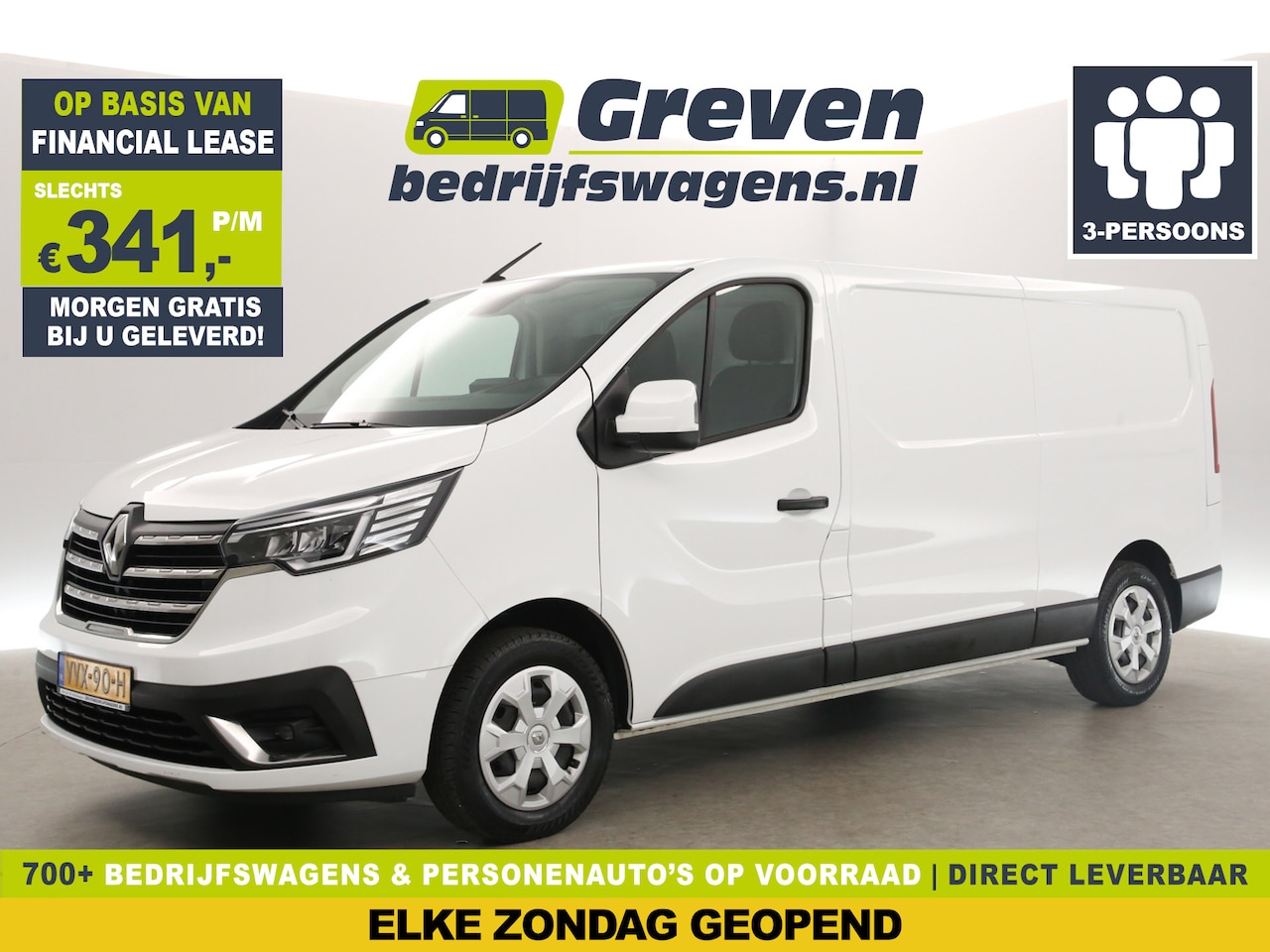 Renault Trafic - 2.0 dCi T30 L2H1 Airco Cruise Carplay Parkeersensoren 3 Persoons Elektrpakket - AutoWereld.nl