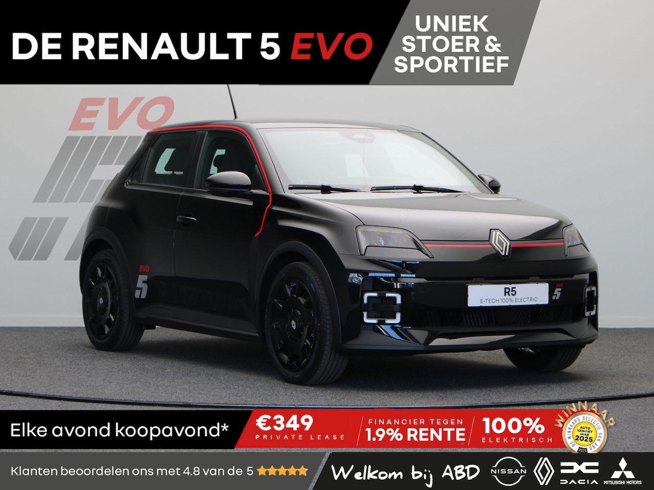 Renault 5 - EVO Urban Range 120pk 40 kWh | Exclusief bij ABD | Vol opties | Sportief design | Carbon | - AutoWereld.nl