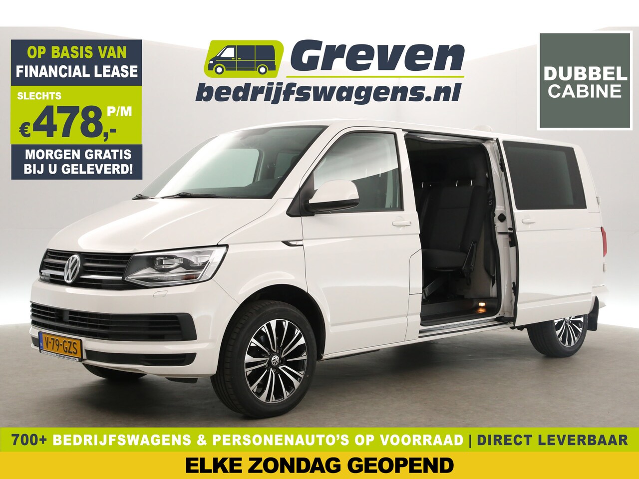 Volkswagen Transporter - 2.0 TDI L2H1 150PK Dubbele Cabine 5 Pers DSG Automaat 2xSchuifdeur Airco Cruise Carplay Na - AutoWereld.nl