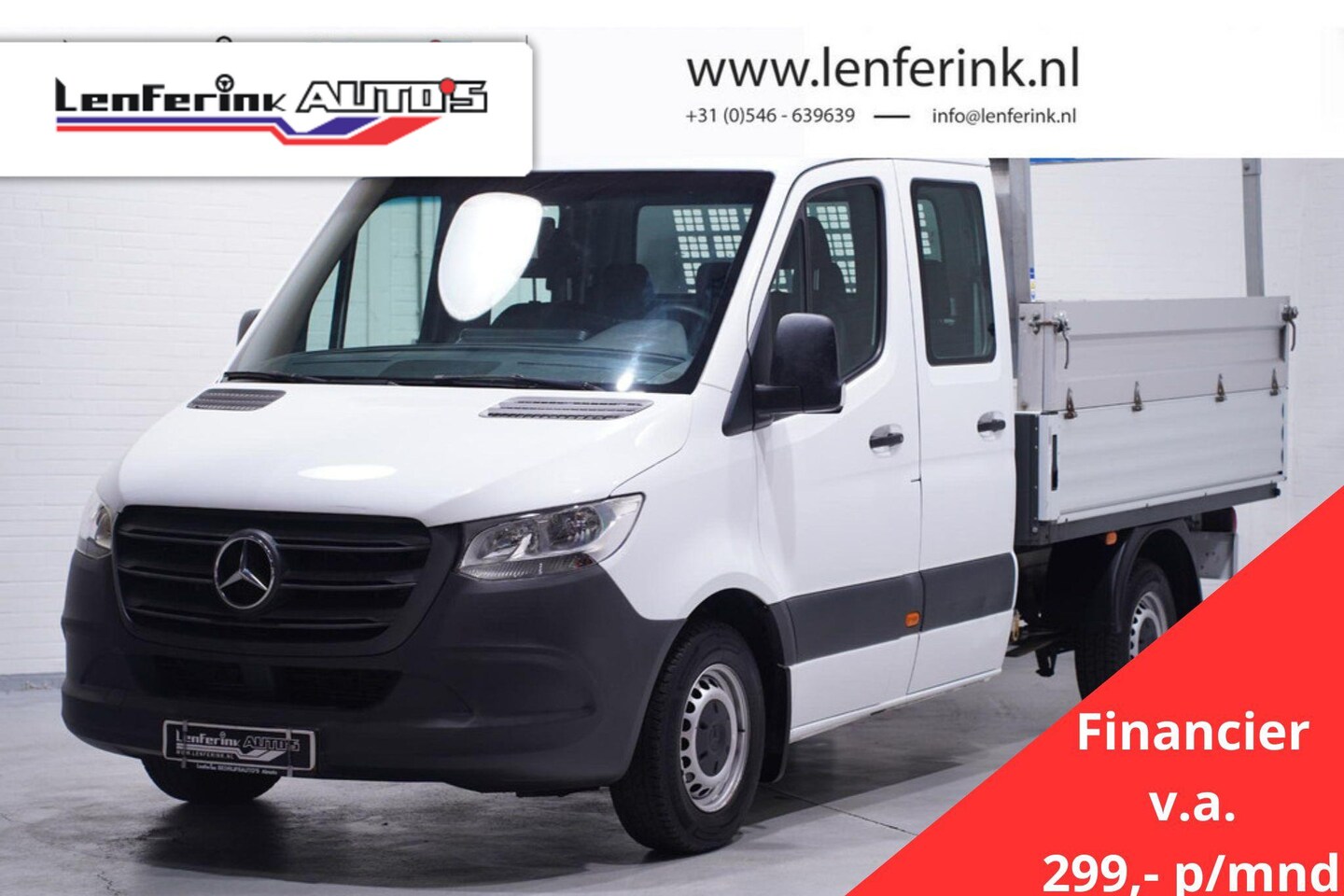 Mercedes-Benz Sprinter - 211 CDI Dubbel Cabine 6-Zits va 299 p/mnd Pickup Open Laadbak Airco, Trekhaak, LxBxH 270x2 - AutoWereld.nl
