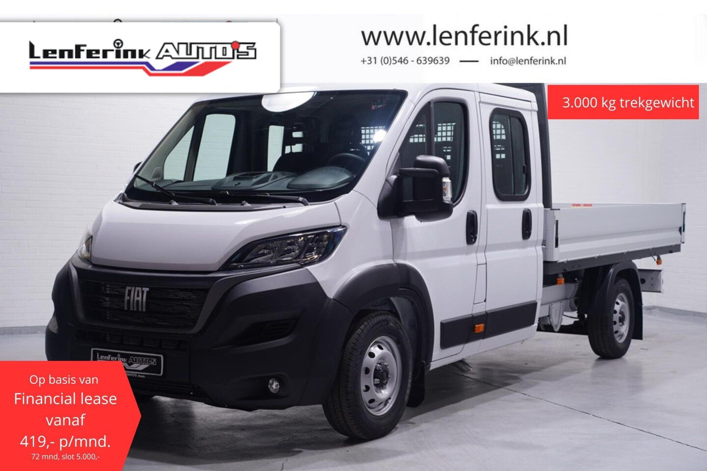 Fiat Ducato - 2.2 Mjet 140 pk Dubbel Cabine 7p Pick Up / Open Laadbak Airco, Cruise Control, LxBxH 330x2 - AutoWereld.nl