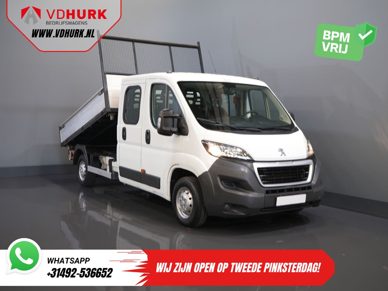 Peugeot Boxer - 2.2 HDI 130 pk BPM VRIJ! DC Dubbel Cabine NL Auto/ Kipper/ Pick Up/ 7Pers./ 2.5t Trekverm. - AutoWereld.nl