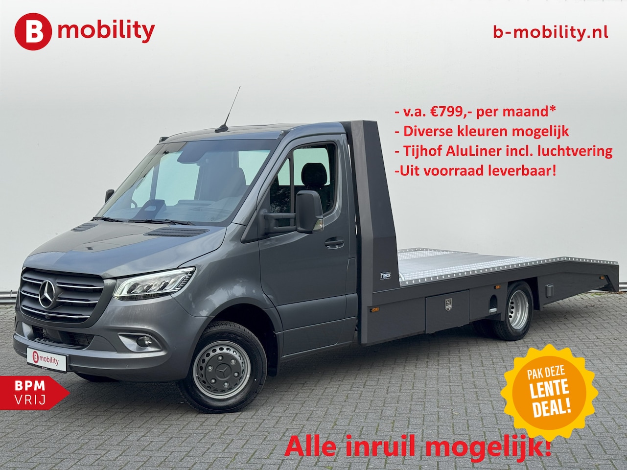 Mercedes-Benz Sprinter - 519 CDI Tijhof AluLiner Luchtvering NIEUW! MJ.2025 Autotransporter/ Oprijwagen | Lier | 3- - AutoWereld.nl