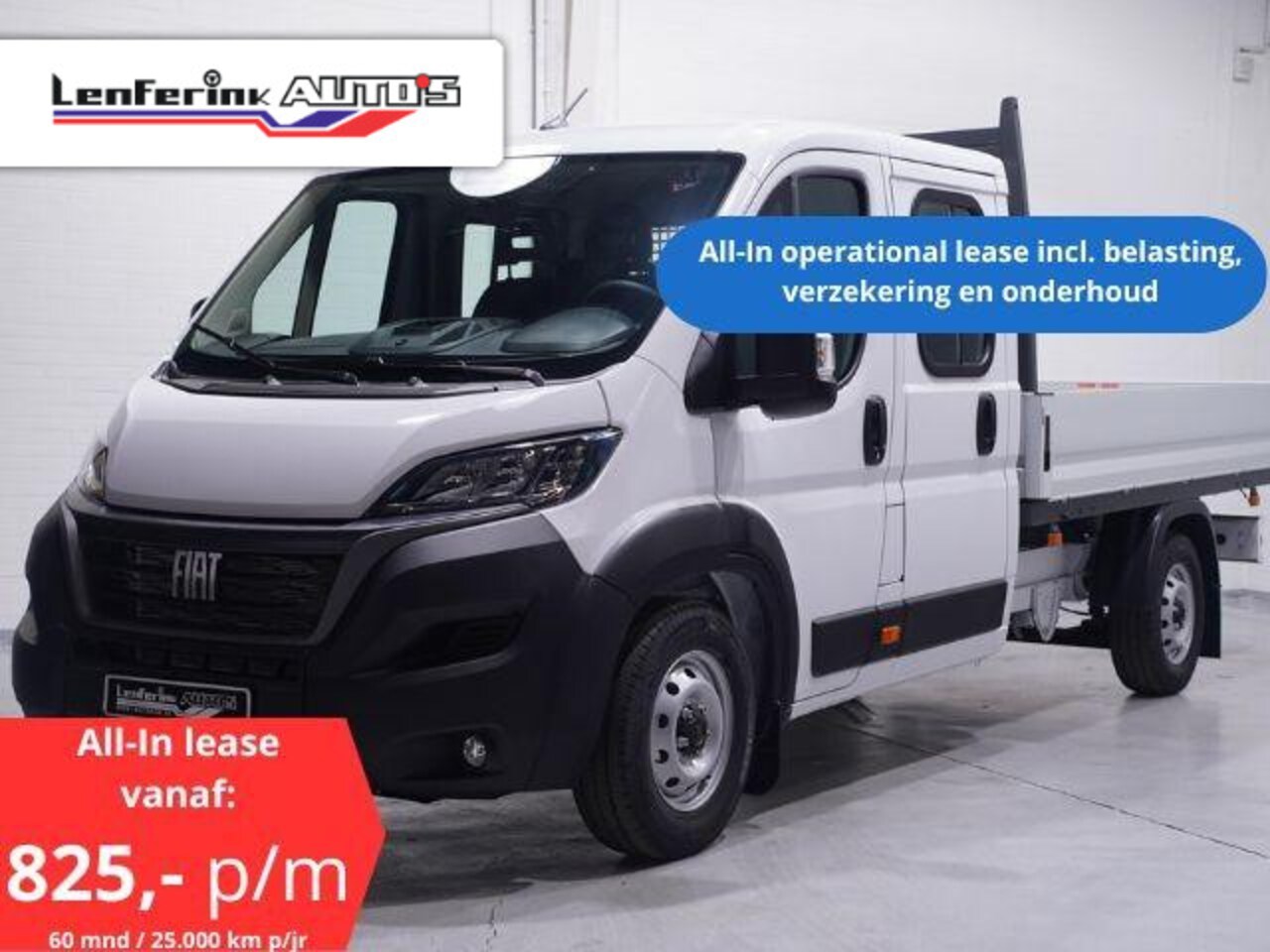 Fiat Ducato - 2.2 Mjet 140 pk DC 7p All-In Operational Lease Pick Up / Open Laadbak Airco, Cruise Contro - AutoWereld.nl