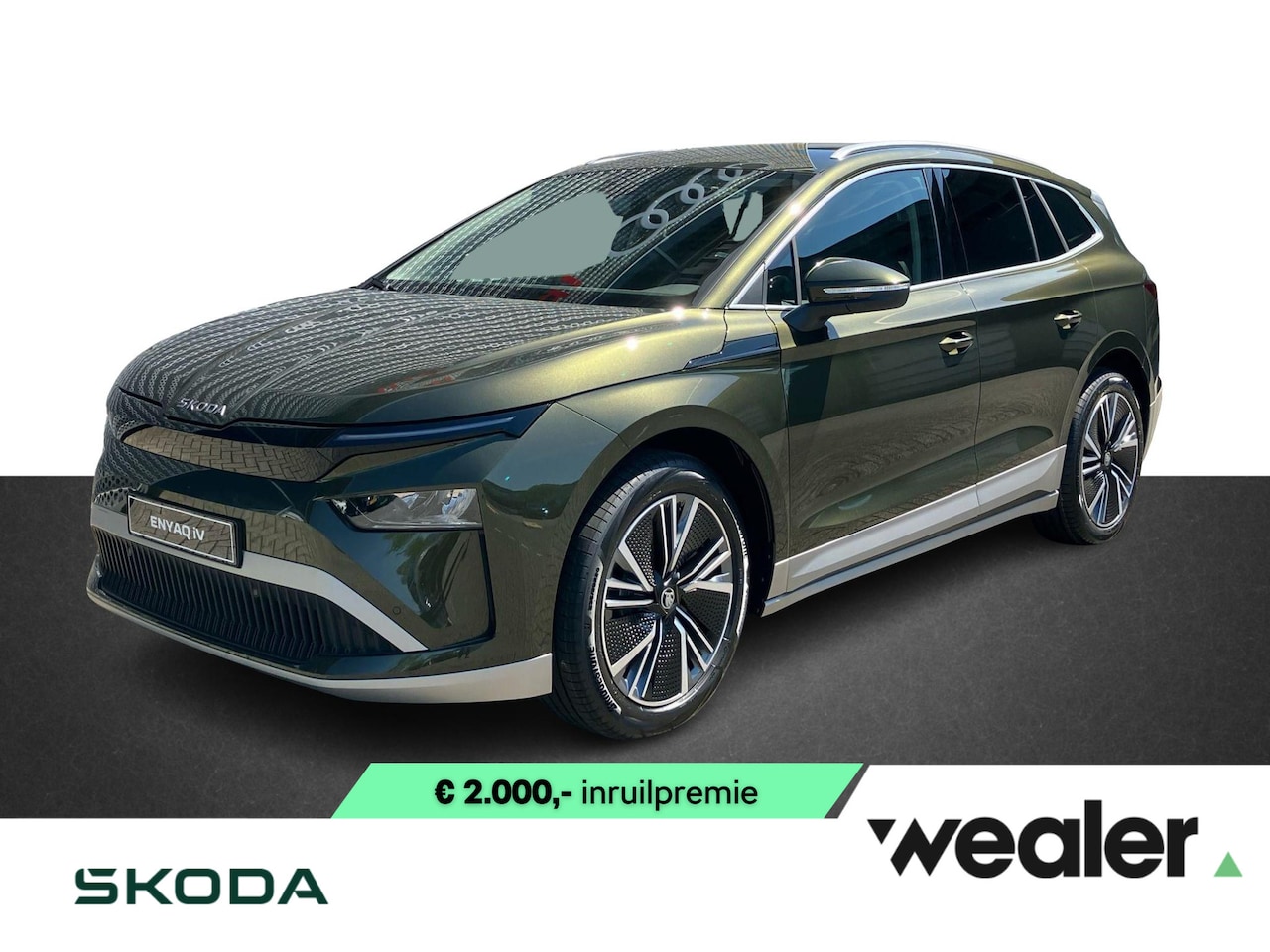 Skoda Enyaq iV - 85 Selection 286 PK | Elektrische achterklep | 20" Lichtmetalen velgen | Olibo Green | - AutoWereld.nl