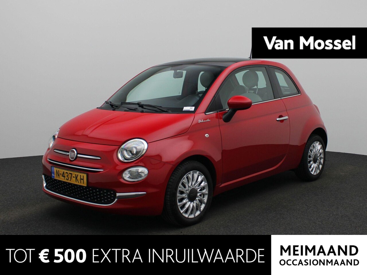 Fiat 500 - 1.0 Hybrid Dolcevita PANORAMA DAK , AIRCO , CRUISE , HALF LEER , ELEKTRISCHE RAMEN VOOR , - AutoWereld.nl