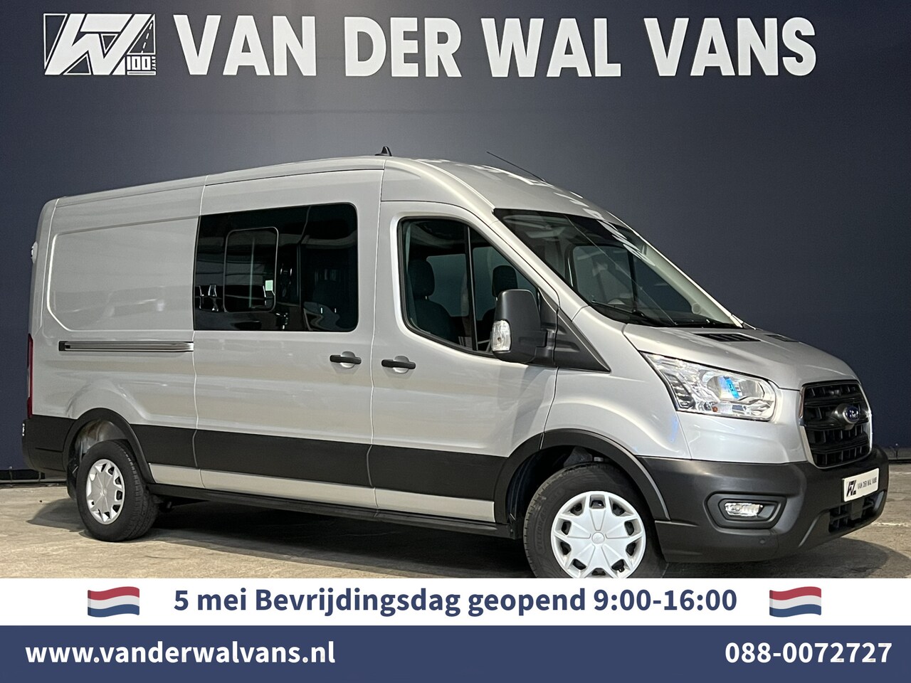 Ford Transit - 2.0 TDCI 131pk L3H2 Dubbele Cabine Euro6 Airco | 6-Zits | LED | 2500kg Trekhaak Cruisecont - AutoWereld.nl