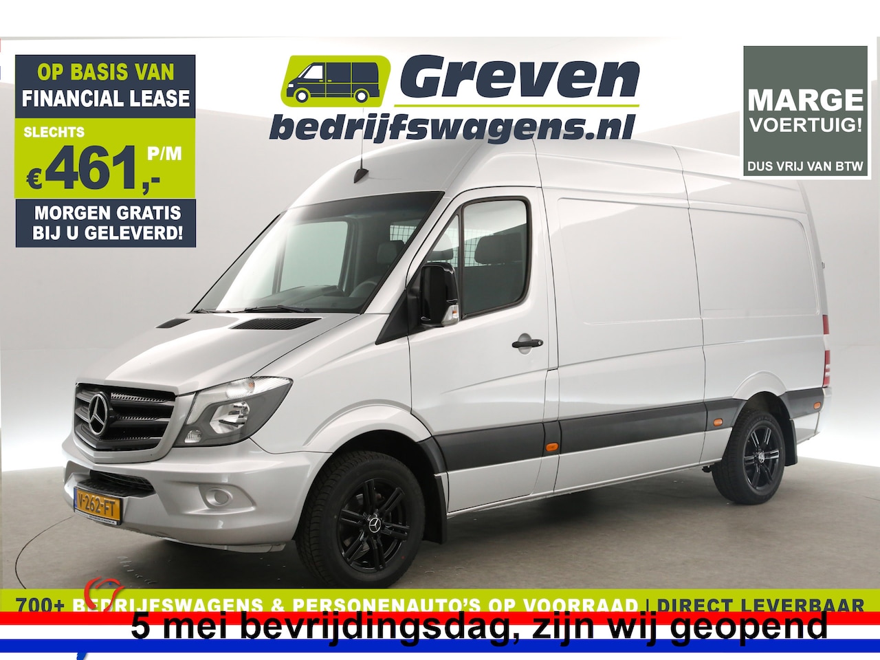 Mercedes-Benz Sprinter - 2.2 CDI 366 L2H2 Marge Airco Cruise 3 Persoons 17''LMV Elektrpakket Schuifdeur Trekhaak - AutoWereld.nl