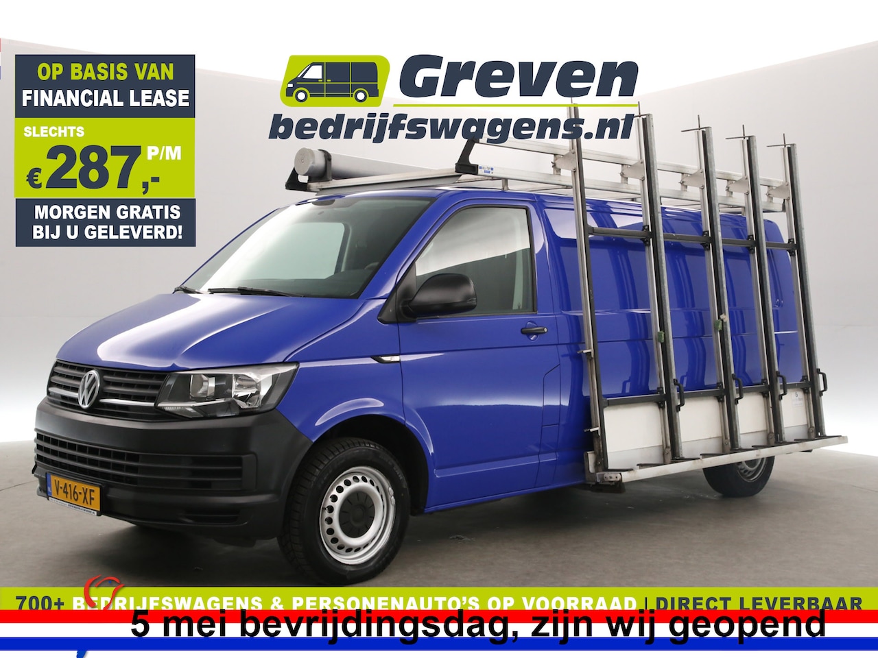 Volkswagen Transporter - 2.0 TDI L2H1 140PK Glasauto Glasresteel Airco Cruise Carplay Navigatie Imperiaal Trekhaak - AutoWereld.nl
