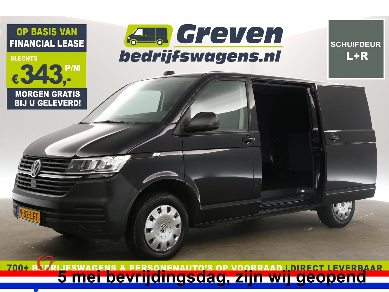 Volkswagen Transporter - 2.0 TDI L1H1 140PK Airco Camera Carplay Cruise 2xSchuifdeur 3 Persoons Elektrpakket Achter - AutoWereld.nl