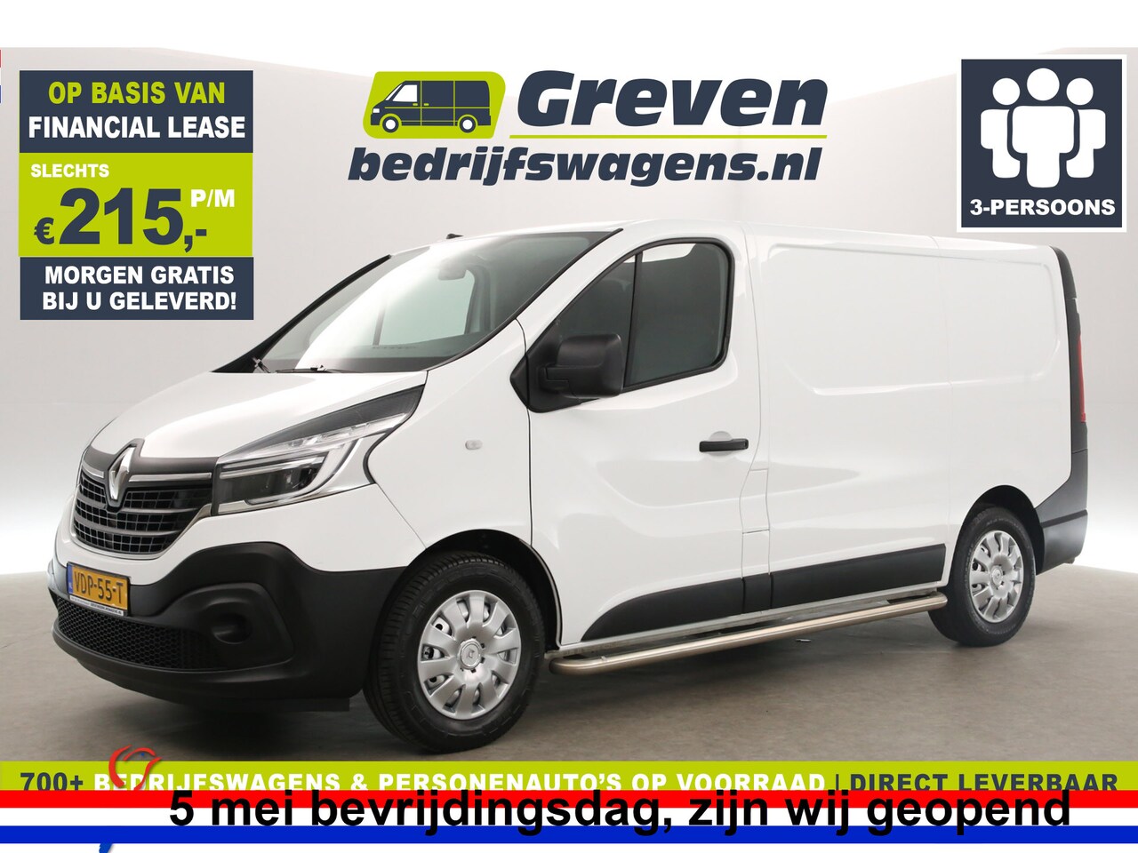 Renault Trafic - 1.6 dCi T29 L1H1 Airco Cruise Navigatie PDC 3 Persoons Elektrpakket - AutoWereld.nl