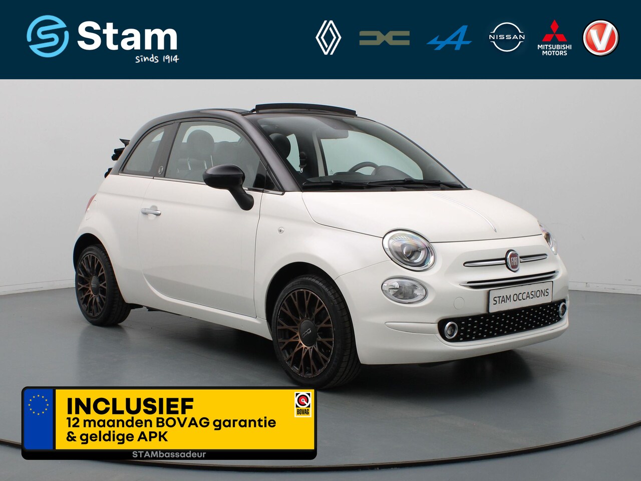 Fiat 500 C - 85pk TwinAir Turbo Sport Cruise | Carplay | Navi | Parkeersens. achter | Panoramadak - AutoWereld.nl