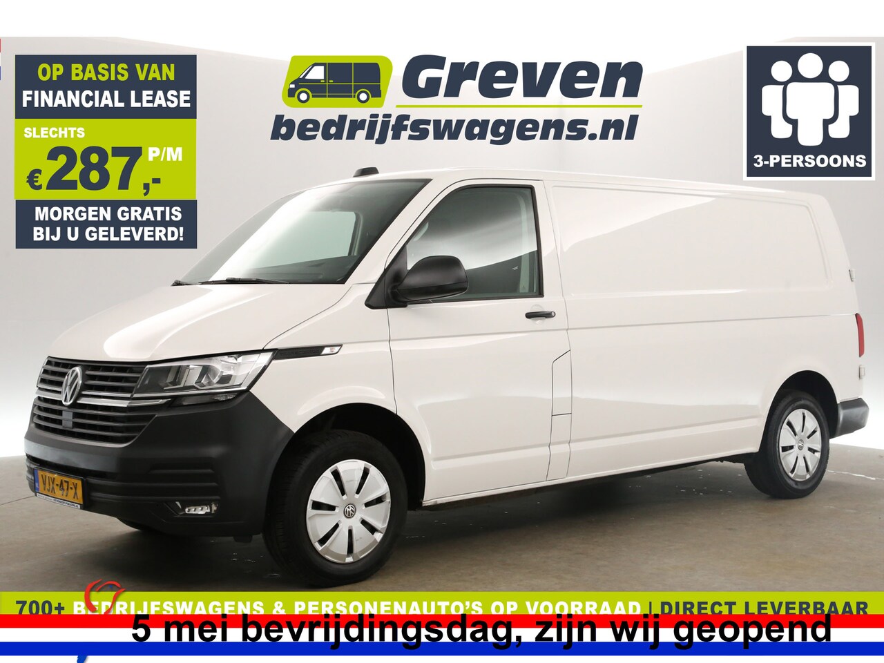 Volkswagen Transporter - 2.0 TDI L2H1 Airco Cruise Carplay PDC Navigatie 3 Persoons Elektrpakket Trekhaak - AutoWereld.nl