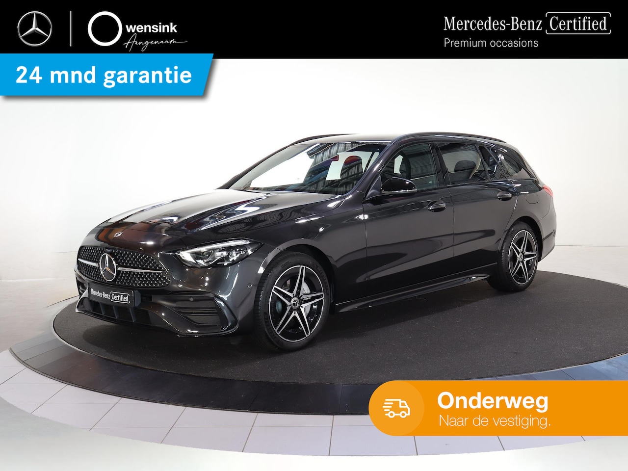 Mercedes-Benz C-klasse Estate - 300 e AMG Line Night | Grafietgrijs/leder zwart | Dodehoekassistent | Panoramaschuifdak | - AutoWereld.nl