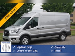 Ford Transit - 350L L3H2 Limited AUT-8 165PK BPM VRIJ Navi, Adap. Cruise, 360° Cam, Trekhaak, 2x Schuifde